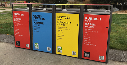 Public place recycling bins in McKenzie District